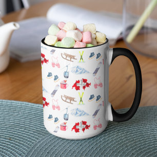 Watercolor Schweiz Winter Travel Icons Mugg