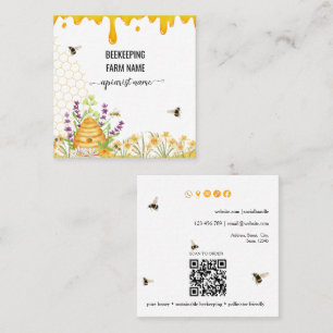 Watercolor Script Biskötare Honey Apiarist Fyrkantigt Visitkort