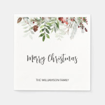 Watercolor Script God jul Greenery