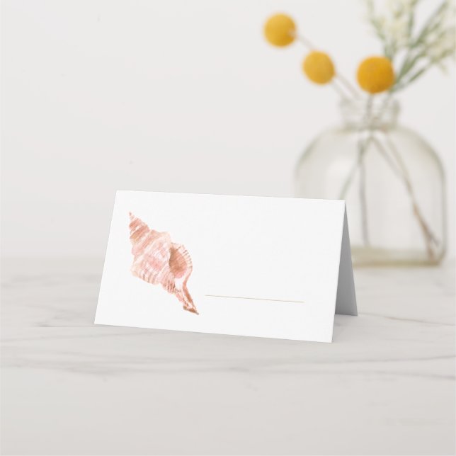 Watercolor Sea Shell Place Card Placeringskort (Framsida)