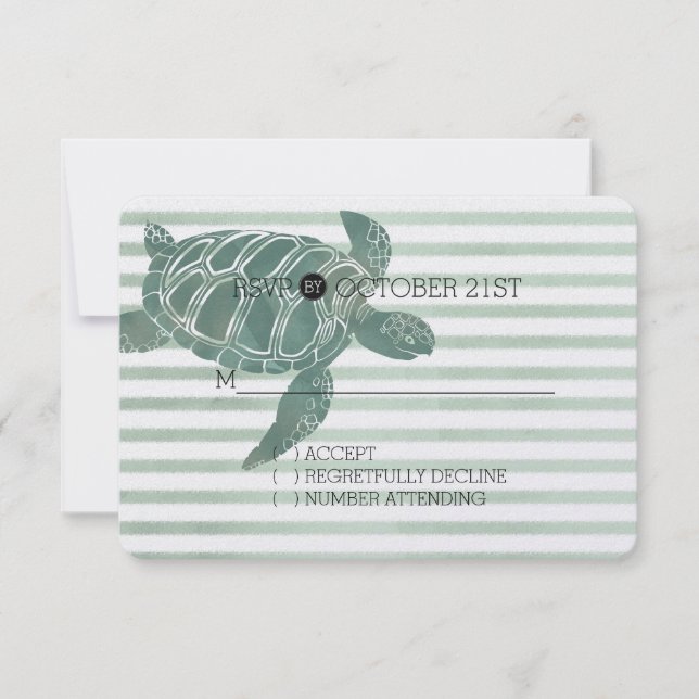 Watercolor Sea Turtle Rand Bröllop OSA (Framsida)