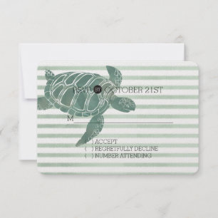 Watercolor Sea Turtle Rand Bröllop OSA Kort