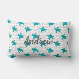 Watercolor Sea Turtle Shibori Wave Lumbarkudde