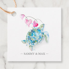 Watercolor Sea Turtle Valentines day Gåvor Etiketter
