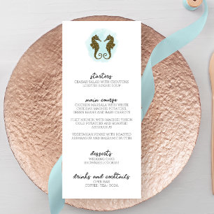 Watercolor Seahorse Bröllop Menu Meny