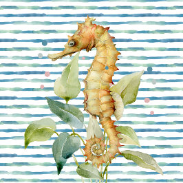 Watercolor SEAHORSE-Coastal, Beach Nautical Kakelplatta