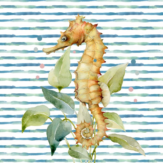 Watercolor SEAHORSE-Coastal, Beach Nautical Kakelplatta (Skapare uppladdad)