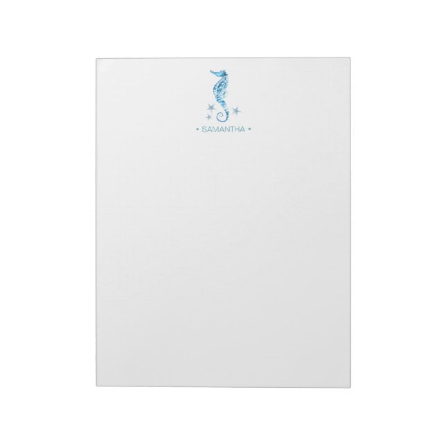 Watercolor Seahorse Personlig Stationery Anteckningsblock (Roterad)