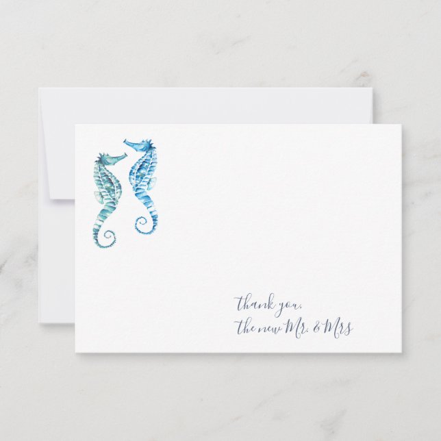 Watercolor Seahorse Tack Stationery Anteckningskort (Framsida)