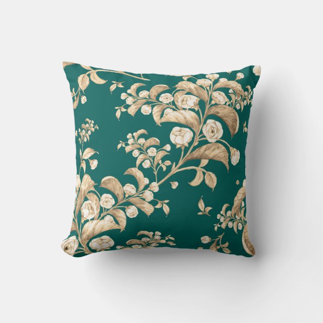 Watercolor seamless pattern of flowering branches, kudde (Framsida)