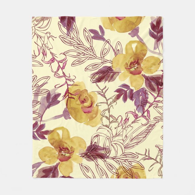Watercolor Seamless Pattern with Contoured Element Fleecefilt (Framsidan)