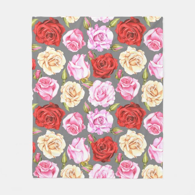 Watercolor seamless pattern with roses. Seamless w Fleecefilt (Framsidan)
