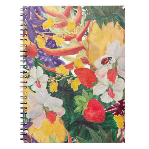 WAtercolor seamless tropical mönster med exotic f Anteckningsbok