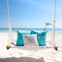Watercolor Seashell Anpassningsbar Monogram Beach  Kudde
