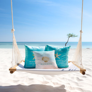 Watercolor Seashell Anpassningsbar Monogram Beach  Kudde