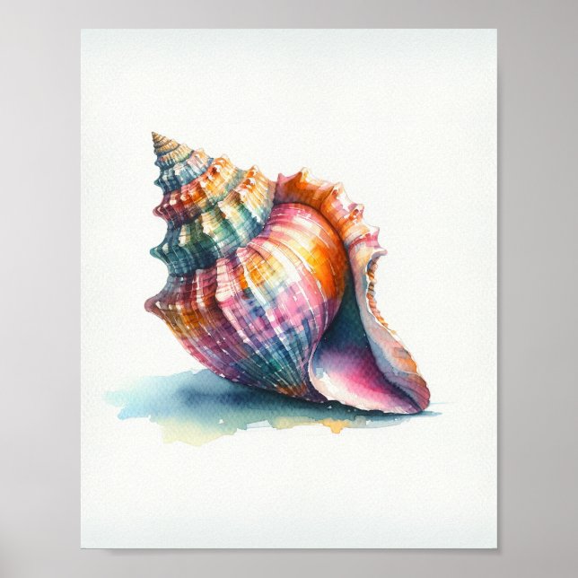 Watercolor Seashell Art Poster (Framsidan)