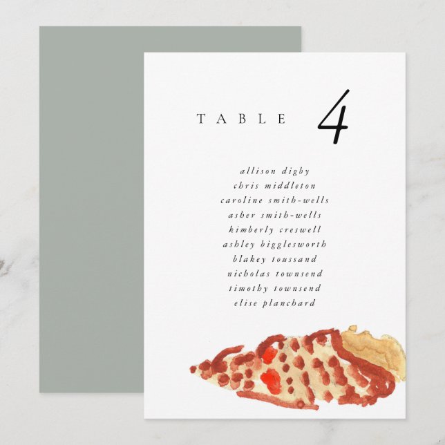 Watercolor Seashell Beach 5x7" Wedding Seat Chart (Fram/baksida)