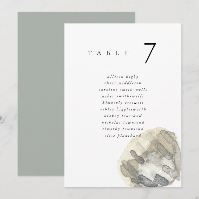 Watercolor Seashell Beach 5x7" Wedding Seat Chart (Fram/baksida)