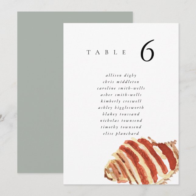 Watercolor Seashell Beach 5x7" Wedding Seat Chart (Fram/baksida)