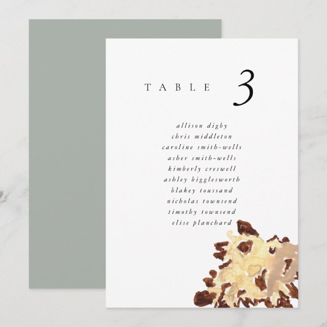 Watercolor Seashell Beach 5x7" Wedding Seat Chart (Fram/baksida)