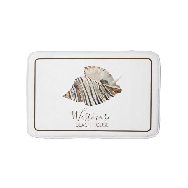 Watercolor Seashell Beach House Badrumsmatta (Framsidan)