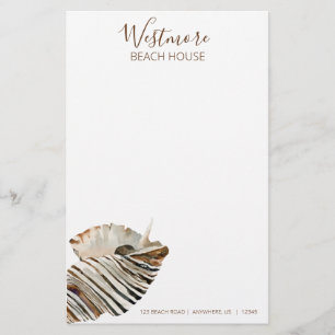 Watercolor Seashell Beach House Brevpapper