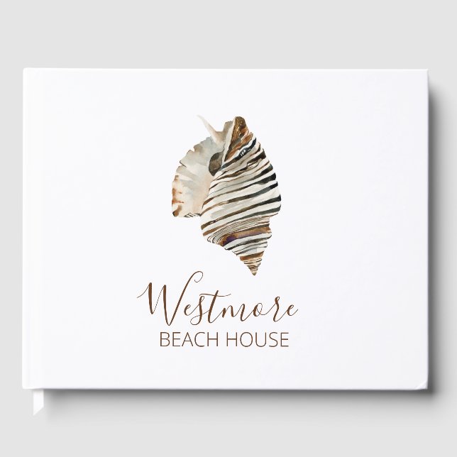 Watercolor Seashell Beach House Gästböcker (Framsida)