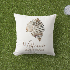 Watercolor Seashell Beach House Kudde