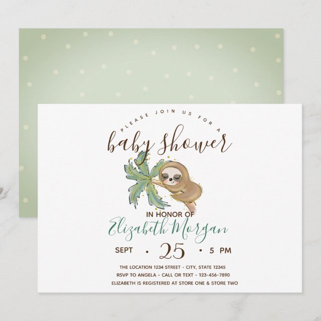 Watercolor Seng med prickar Baby Shower  Inbjudningar (Fram/baksida)
