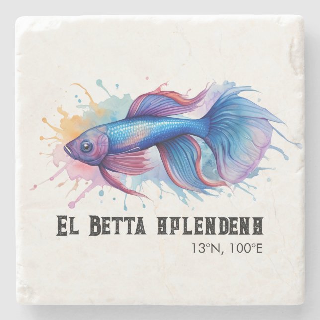 Watercolor Series: Betta Fish Stenunderlägg (Framsidan)
