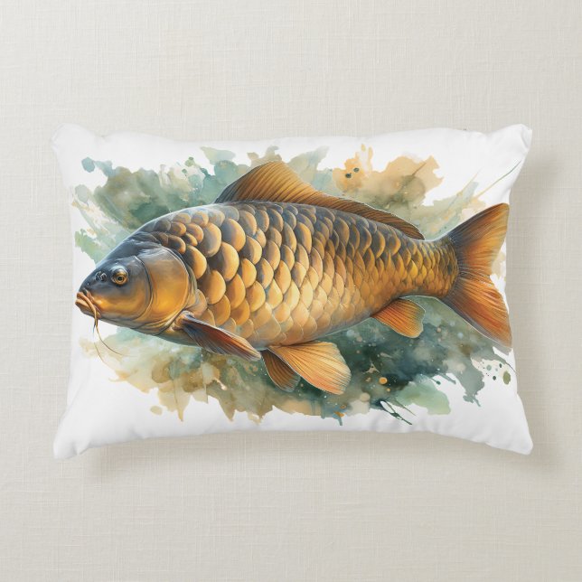 Watercolor Series: Carp Prydnadskudde (Framsidan)