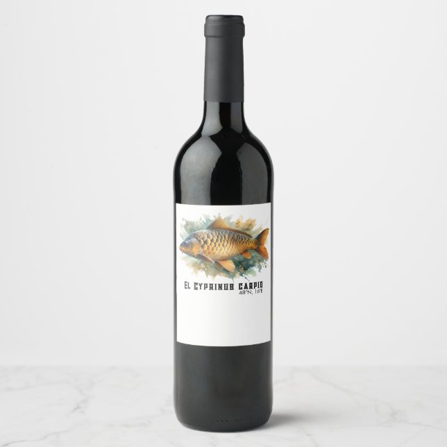 Watercolor Series: Carp Vinflaska Etikett (Framsida)