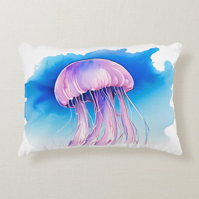Watercolor Series: Jellyfish 2 Prydnadskudde (Framsidan)