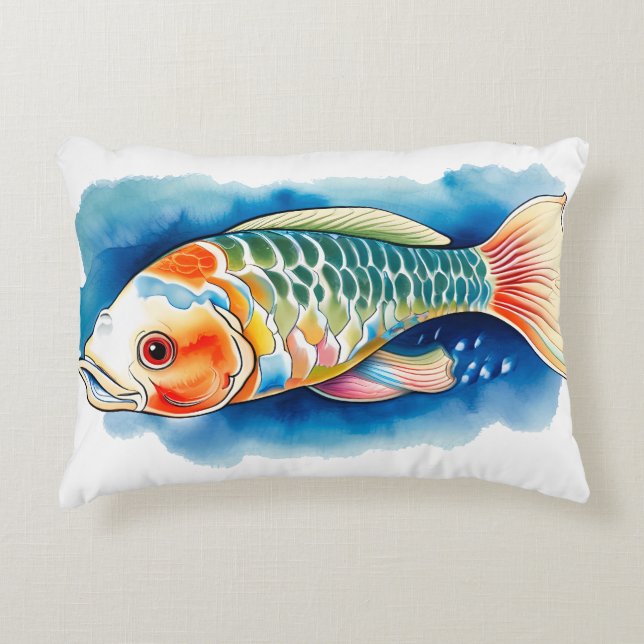 Watercolor Series: Koi Fish Prydnadskudde (Framsidan)