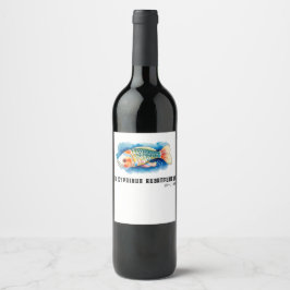 Watercolor Series: Koi Fish Vinflaska Etikett