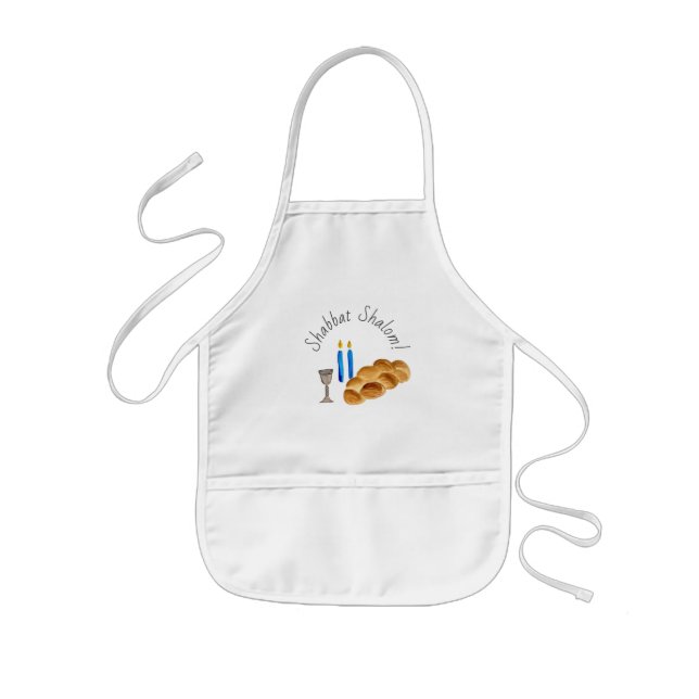 Watercolor Shabbat Shalom Apron Barnförkläde (Framsidan)