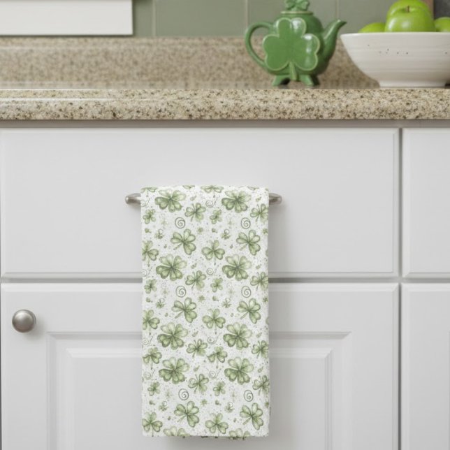 Watercolor Shamrock Kitchen Towel | Irish Clover Kökshandduk (Skapare uppladdad)