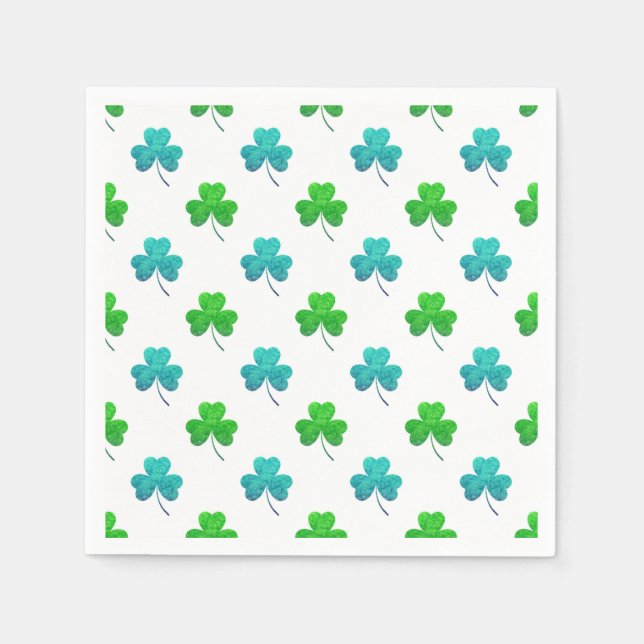 Watercolor Shamrock Mönster Pappersservett (Framsidan)