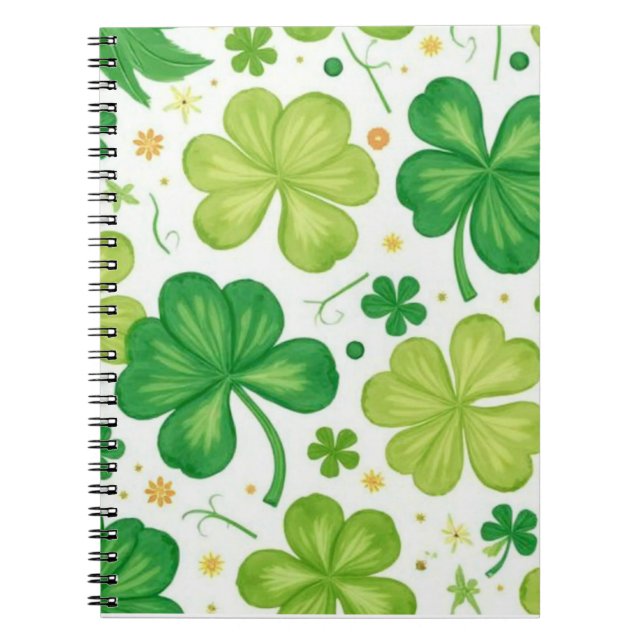 Watercolor Shamrock Pattern Anteckningsbok (Framsidan)