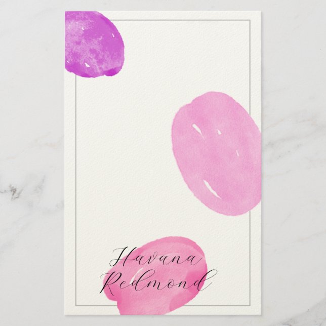 Watercolor shapes pink frame Stationery Brevpapper (Framsida)