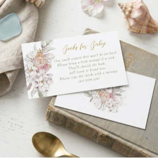 Watercolor Shells Floral Baby Shower Book Request Tilläggskort