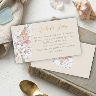 Watercolor Shells Floral Baby Shower Book Request Tilläggskort