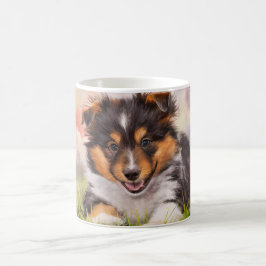 Watercolor Sheltie Puppy Kaffemugg