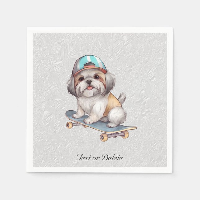 Watercolor Shih Tzu Napkins Pappersservett (Framsidan)
