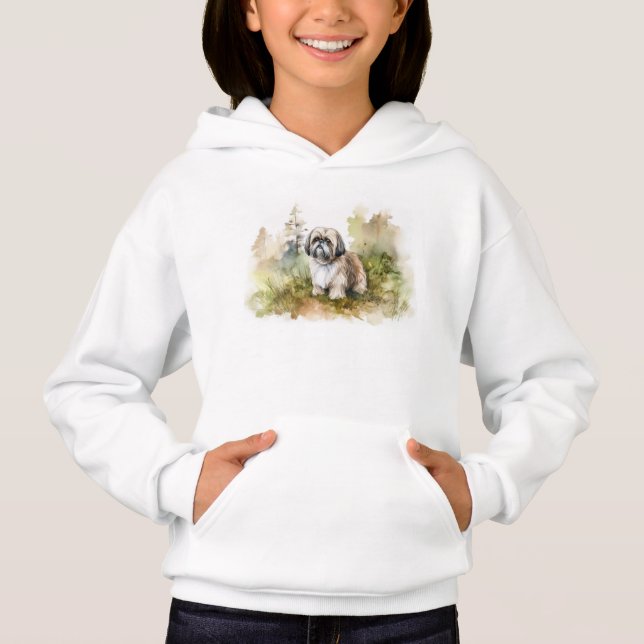 Watercolor Shih Tzu T Shirt (Framsida)