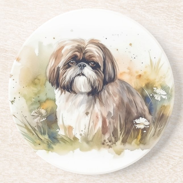 Watercolor Shih Tzu Underlägg (Framsidan)