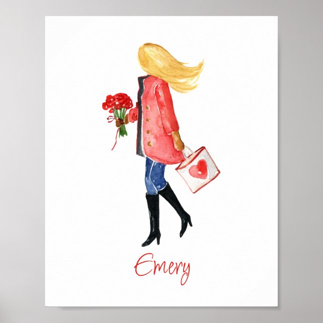 Watercolor Shopping Mode Girl Poster (Framsidan)