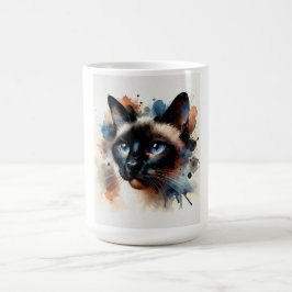 Watercolor Siamese Cat Colorful Porträtt Kaffemugg