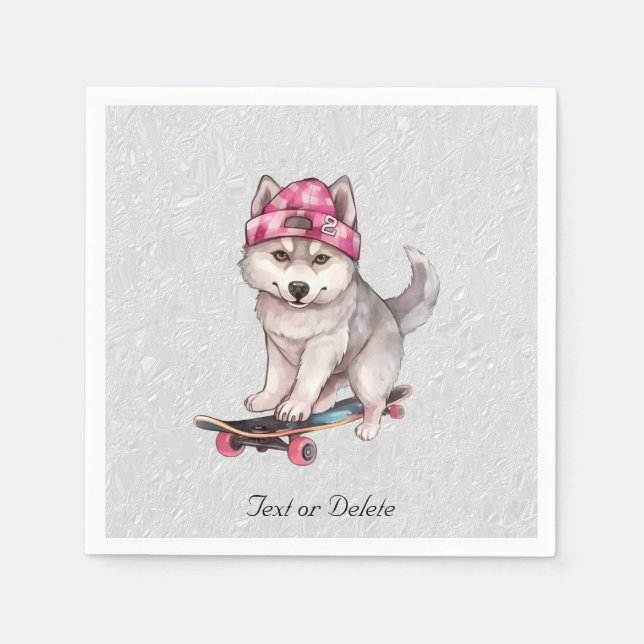 Watercolor Siberian husky Napkins Pappersservett (Framsidan)
