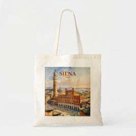 Watercolor Siena Italy Vintage Piazza del Campo Tygkasse